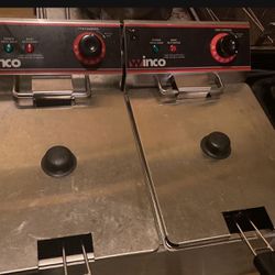 Winco EFT-32 32 lb. Twin Well Electric Countertop Fryer  