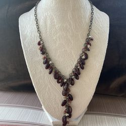 Burgundy Bead Toggle Necklace