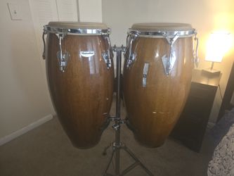 LP Matador Wood Conga Pair with Double Stand