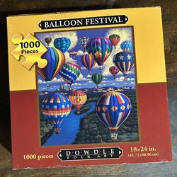 Dowdle Folk Art 1000 Piece Jigsaw Puzzle - Balloon Festival - 18 x 24 - New