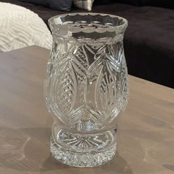 Galway Irish Cut Crystal Hurricane Lamp Candle Holder 24% Lead Crystal, 2 Pcs + Candle