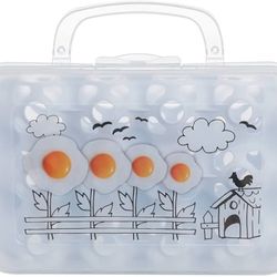 Egg Container for 12 Eggs, Plastic Egg Tray with Handle, Portable Egg Box