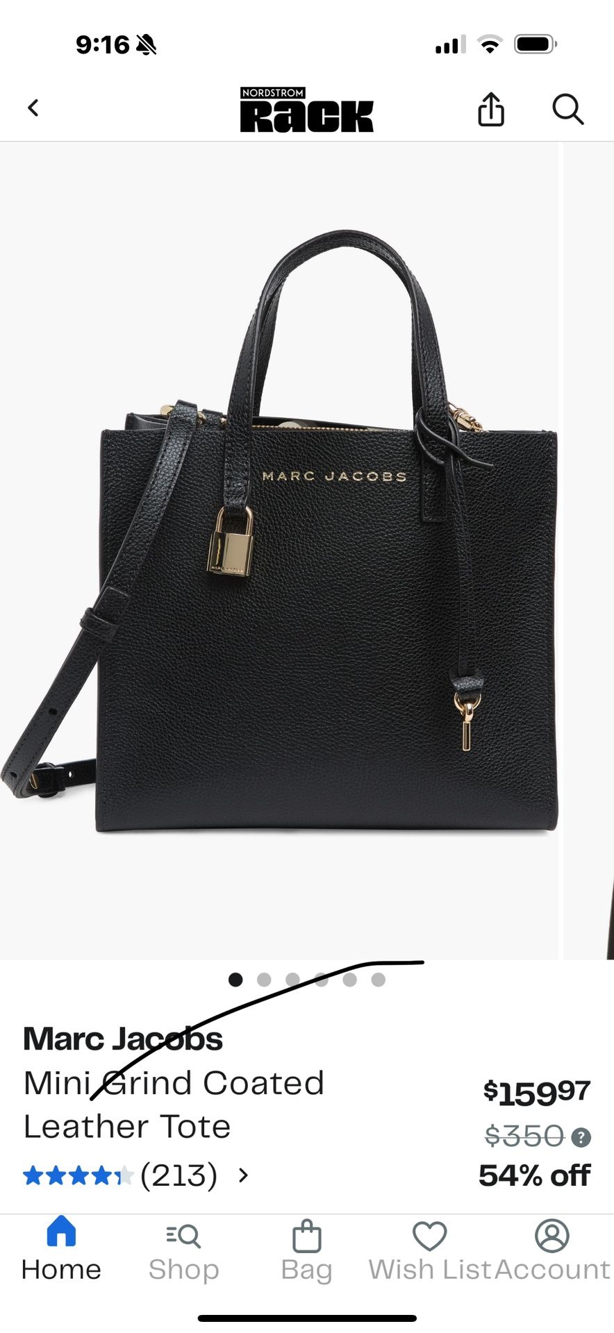 Mark Jacobs New York Mini Grind Coated Leather Tote 