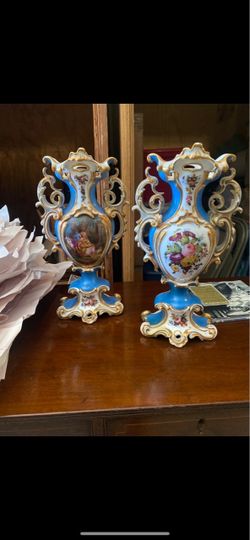 Pair of Rococo Porcelain Mantel Vases