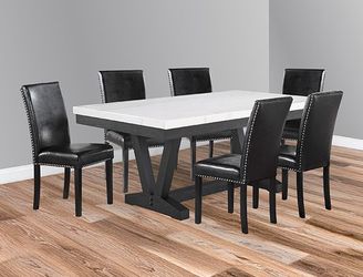 1(contact info removed)WH-6P- Vance Faux Marble Dining Table Set