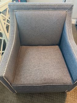 Gray Upholstered Accent Chair with Nailhead Trim