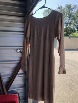 Long sleeve Calvin Klein dress, open sleeves, tannish gold color, size 2