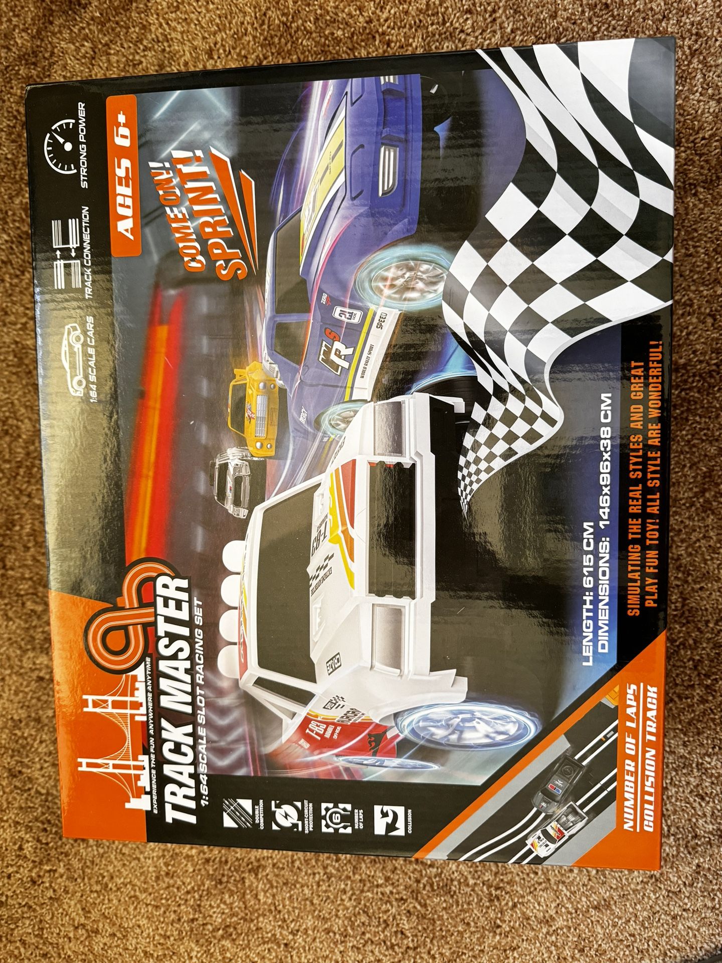 Slot Car Race Track Sets with 4 Slot Cars, Electric Race Car Track Include Slope Circular Overpass Track, Dual Racing Game Featuring Flash Bridge and