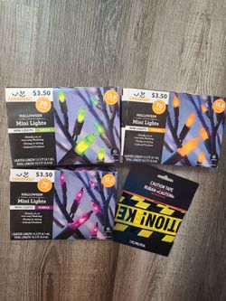 Halloween Mini Lights Bundle – Green, Orange, Purple & "caution" tape