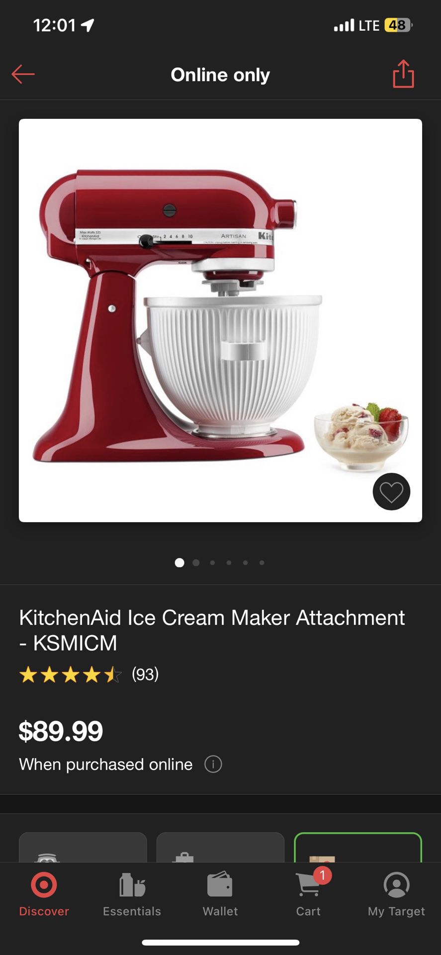 KitchenAid Ice Cream Maker Attachment - KSMICM 