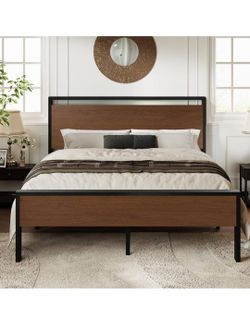 Full Bed Frame Walnut With Headboard