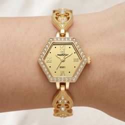 Women's Watch With Alloy Strap And Quartz Movement, With Ordinary Glass And Pointer Display, Buckle Of
