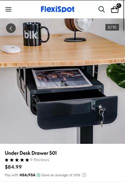 Black FLEXISPOT Under Desk Drawer, Steel Drawer for Desk