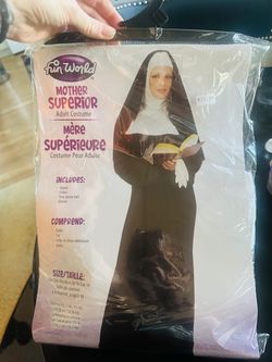 Fun World Mother Superior Nun Costume Set 4 Pc Adult One Size Fits Up To 14