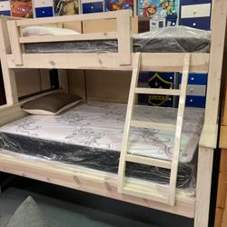 Twin Full White Wash Litera Bunk Bed New Cama