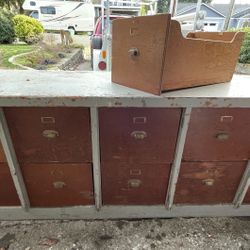 Vintage Wood Work Bench With 10 Huge Plywood Drawers That Can Hold A Lot