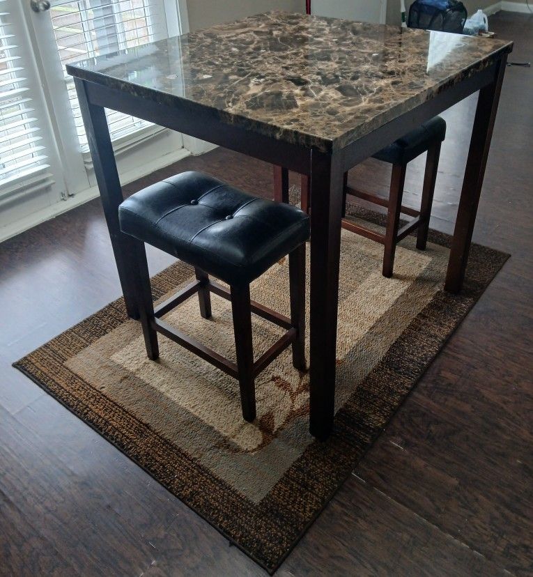 Dining Room Table, Chairs And Rug