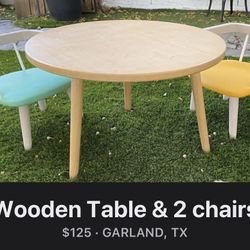 Wooden Table And 2 Chairs For 3-5 Year Olds