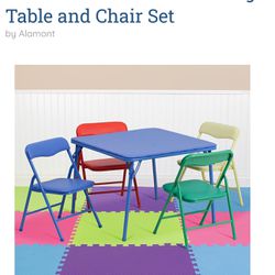 Kids Colorful 5 Piece Folding Table and Chair Set. Free one gray kids chair
