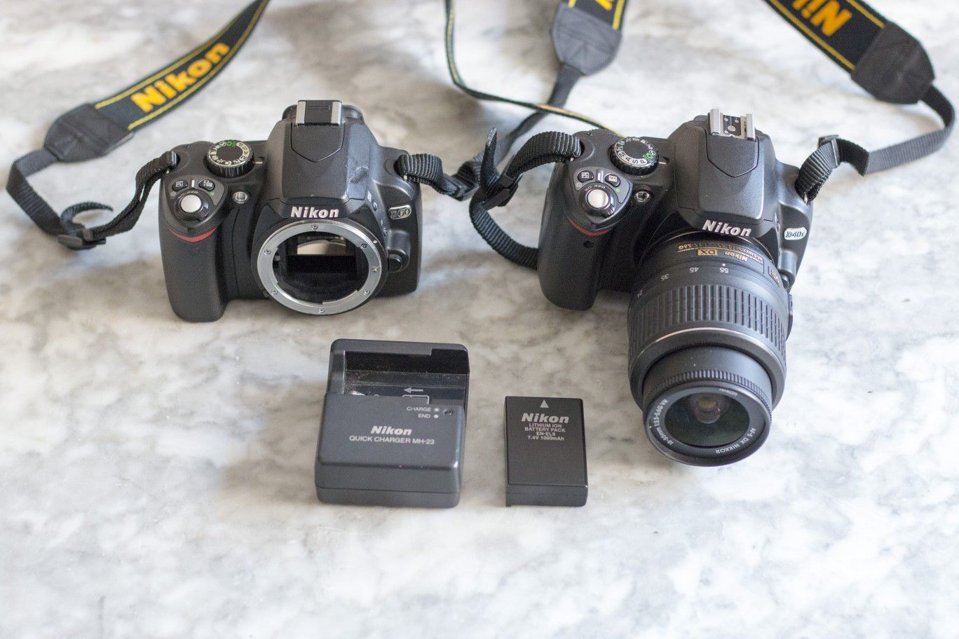 Nikon D40x, D60 DSLRs + Lens + Battery + Charger