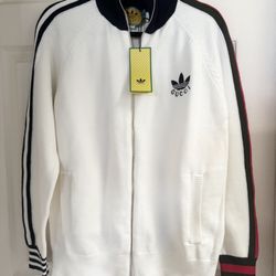 GG White Knitted Zip Up Unisex Jacket