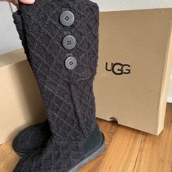 UGG BOOTS Size 6 Cable Knit Black - New