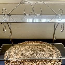 Vintage 2 Tier Gold With Glass Shelves Vintage Bathroom Shelves Vanity