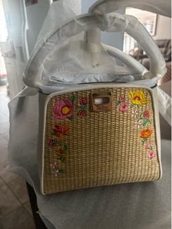 Kate spade bag phoebe embroidered straw top h KG754 embroidered str meringue m (100) VTP phoebe