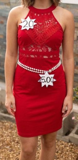 Vendo $25 Red Lace Cutout Mini Dress with Belt
