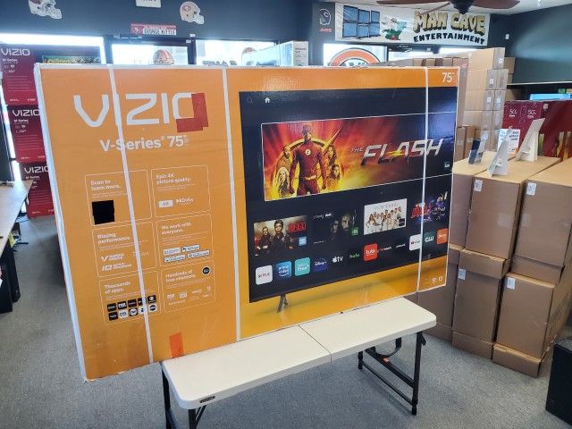 VIZIO 75 INCH UHD TV'S AVAIL 6-28 DOLBY VISION AIR PLAY BLUETOOTH W/WARRANTY - PAYMENT PLANS
