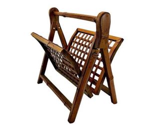 Vintage bamboo, rattan magazine rack