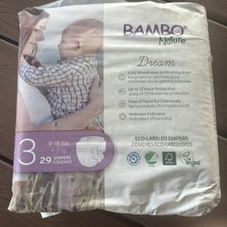 New Bambo Nature Hypoallergenic Baby Diapers Size 3 (9-18 lbs) - 29 Count each - 6 Available