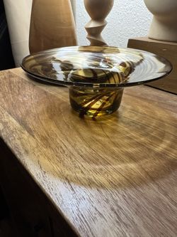 Antique Amber Swirl Glass Bowl