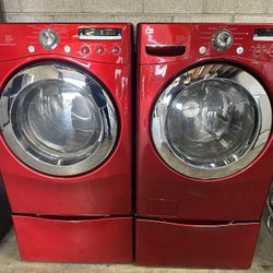 BEAUTIFUL CANDY RED APPLE LG WASHER AND DRYER SET LIKE NEW CONDITIONS 