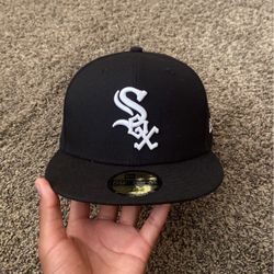 black white soxs hat