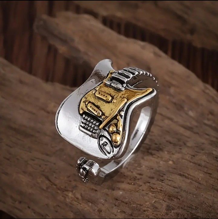 Cool Guitar Adjustable Silver/ Gold Tone Ring