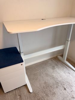 Scandinavian Design White Home Office Set — Desk, Monitor Stand, Cabinet & Chair