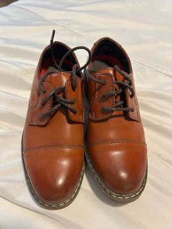 Kids Brown Leather Cap-Toe Oxford Dress Shoes