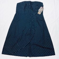 Vans Cherry Strapless Dress Junior Medium Black White Polka Dot Flare Midi New