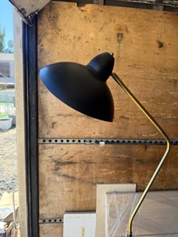 Mid-Century Modern Floor Lamp Black and Brass