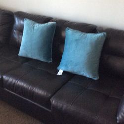 Dark Brown Leather Sectional