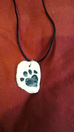 Dog paw print shell pendant necklace