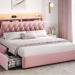 QUEEN SIZE BEDFRAME ( PINK) NEVER OPENED NEVER USED !! Brand New