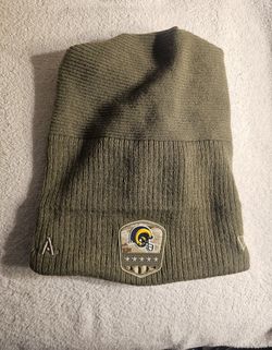 Los Angeles Rams Rubber Patch - Salute to Service - Knit Beanie 