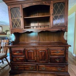 Buffet & Hutch With Lots Of Storage In Each. Beautiful Heavy Wood 