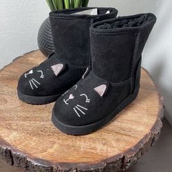 Toddler Girl Black Cat Faux Shearling Winter Boot Size 6