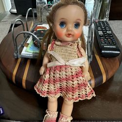 Vintage Doll With Knitted Clothing 