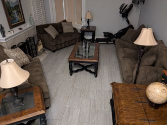 Living Room Set , One Sofa, Two Loveseats,Two Side Tables, One Coffee Table, One Floor Lamp And Two Table Lamps .