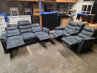Modern Gray Fabric Electric Reclining Sofa and Loveseat