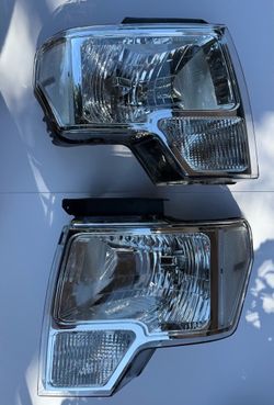 09-14 Ford F-150 Headlights; Chrome Housing With Clear Corners
